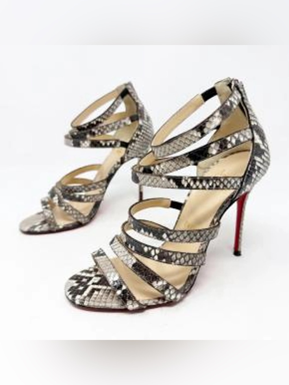 Christian Louboutin snake skin strappy heels size 36